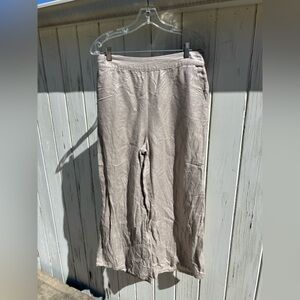 Jones New York Gold Metallic Linen Blend Wide Leg Pants Size L